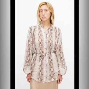 Zimmermann Snake Print Blouse in Beige and Brown size